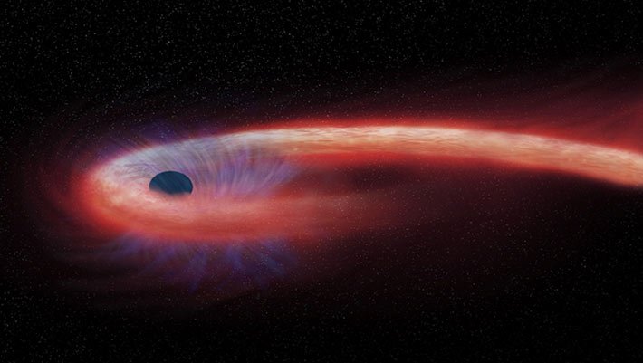سیاهچاله ای در حال تکه پاره کردن یک ستاره (به همراه ویدیو)