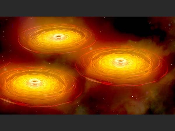 کشف سه سیاهچالۀ عظیم که بزودی ادغام می‌شوند
