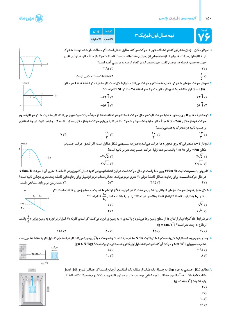 دانلود نمونه صفحات آزمونیوم فیزیک ریاضی پلاس