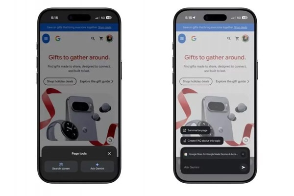 هوش مصنوعی جمینای در مرورگر کروم آیفون و آیپد فعال شد